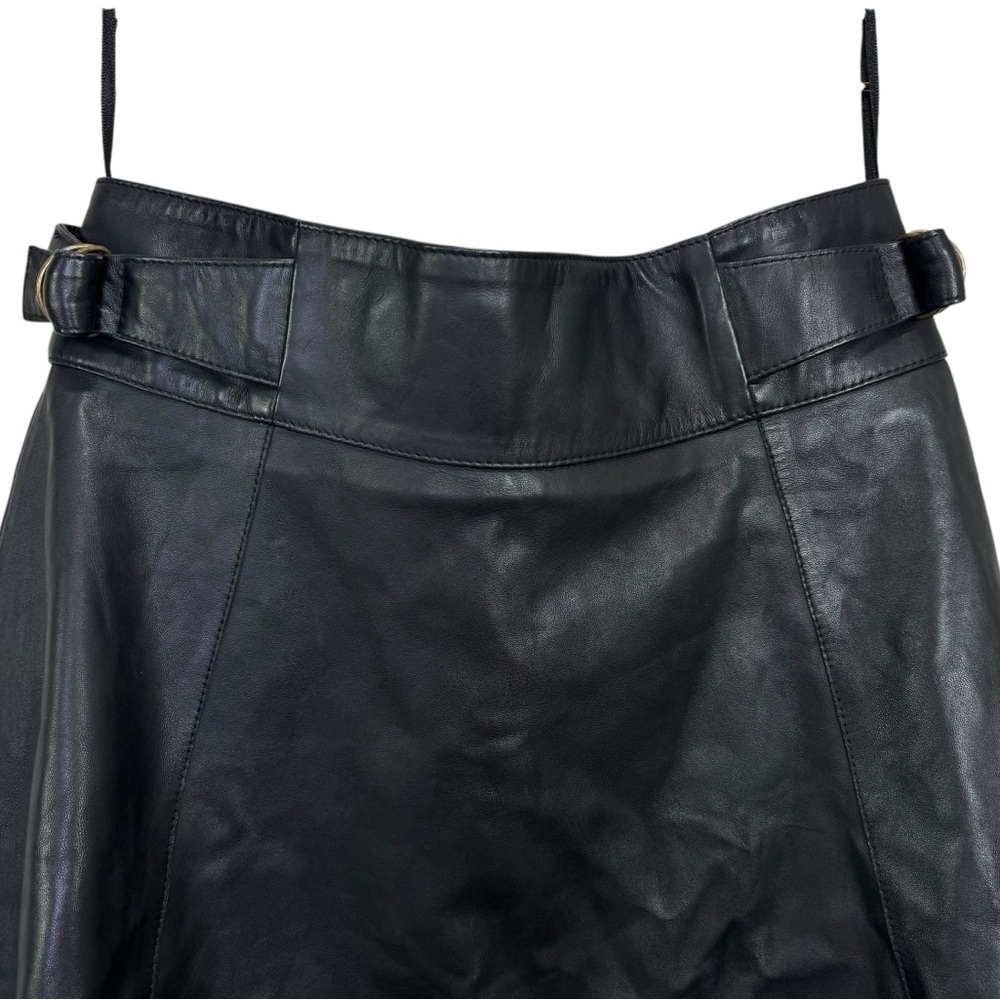 NEW Sezane Yasmine Lamb Leather Skirt in Black Size 8 - Picture 6 of 11